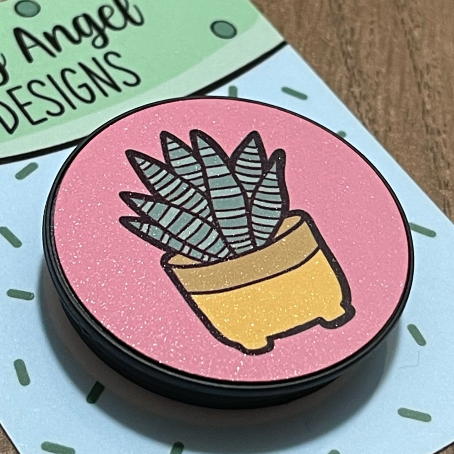 Pink cactus pop socket