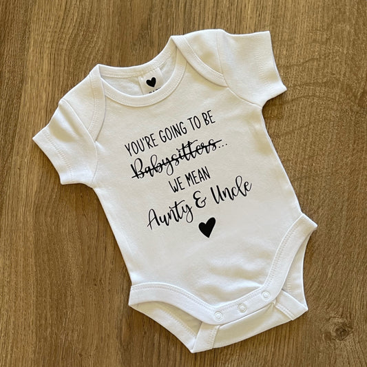 Aunty and Uncle baby announcement onesie