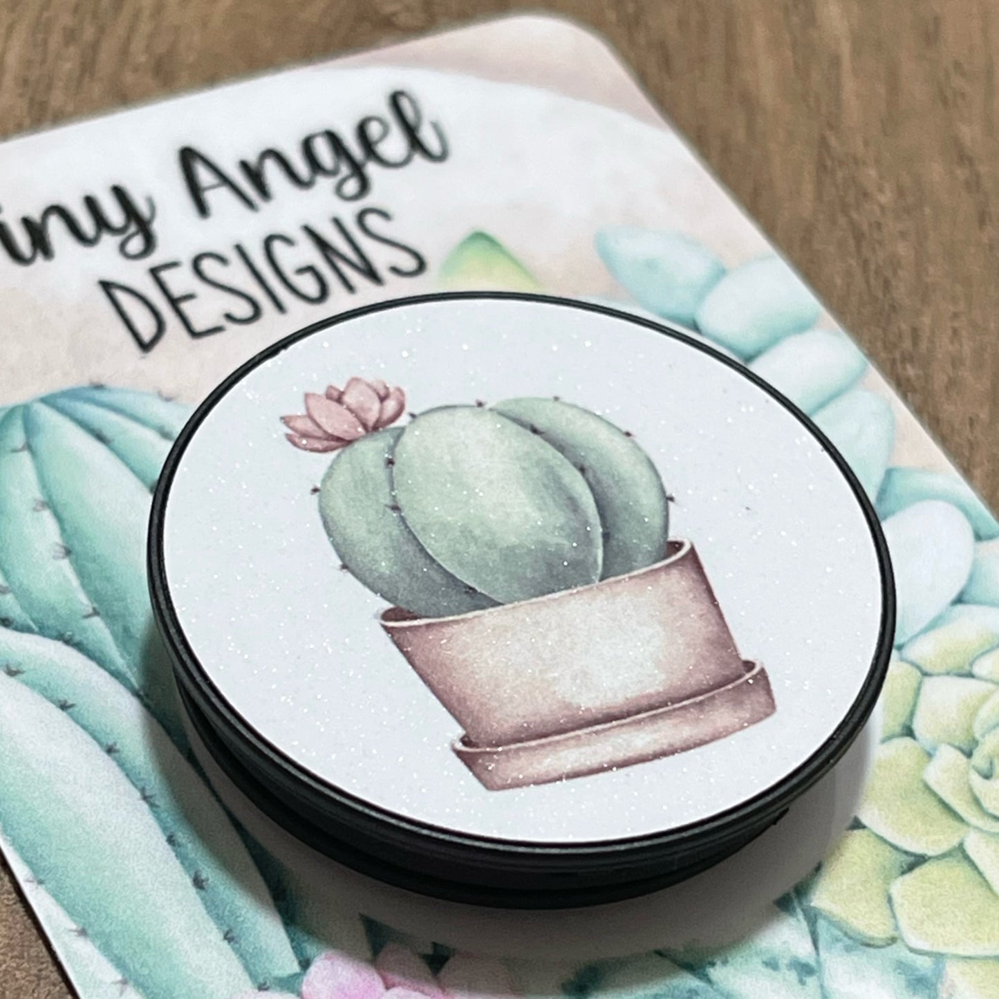 Watercolour cactus pop socket