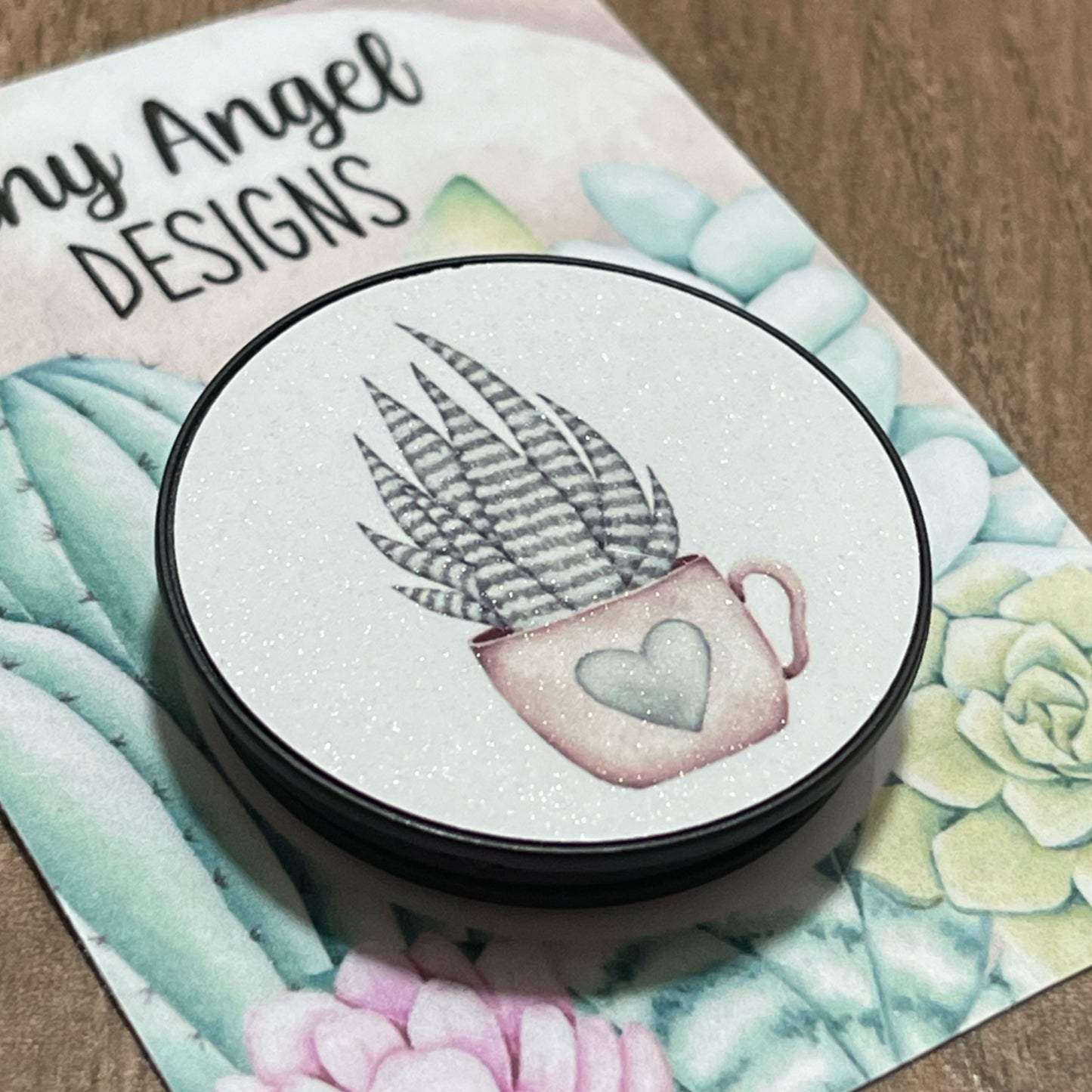 Watercolour cactus pop socket